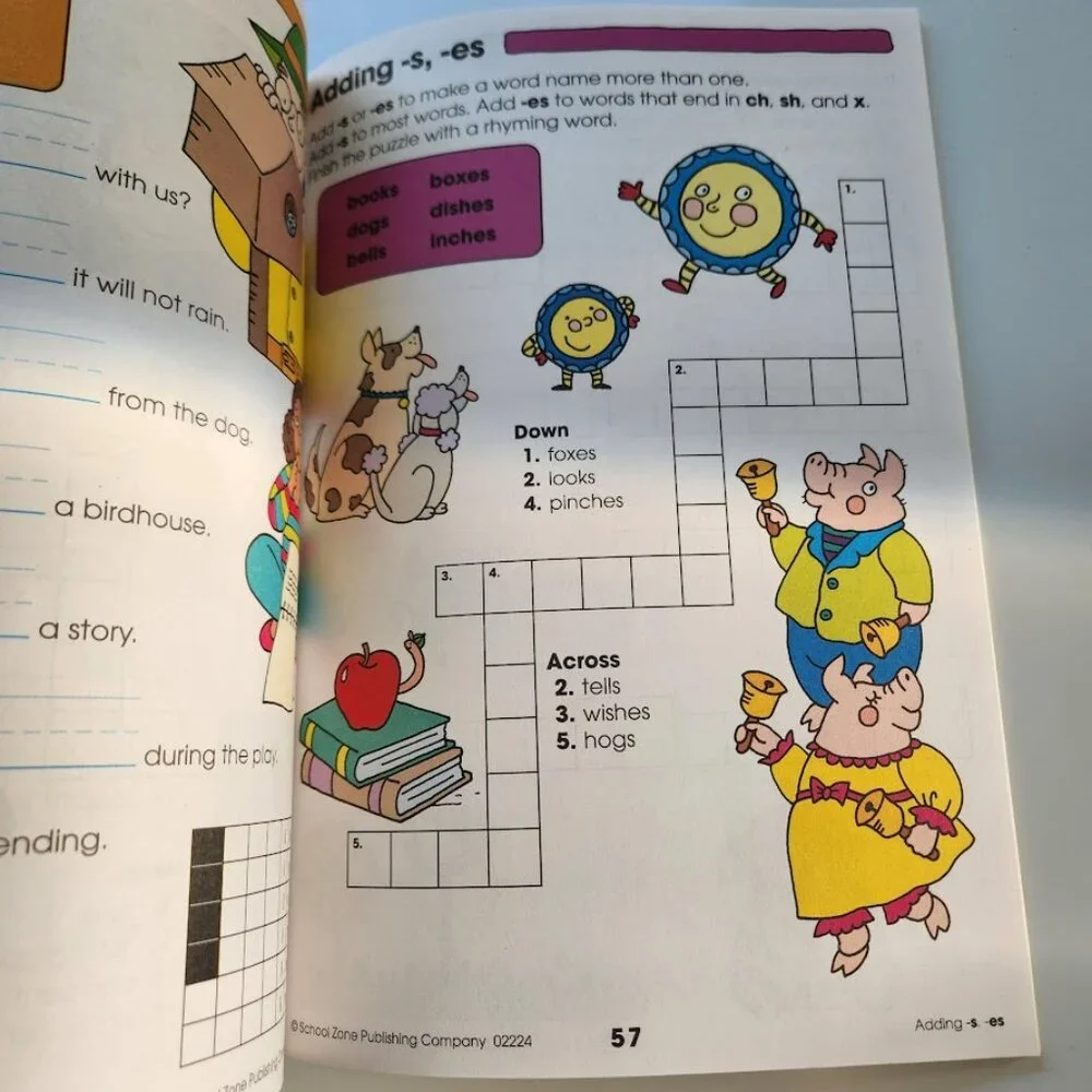 NEW School Zone Spelling Puzzles 1-2 Activity Workbook Book 64 Pages 1st Grade 2